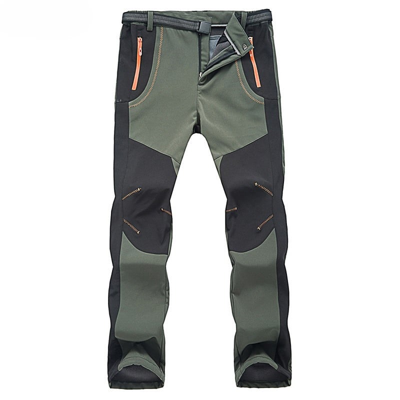 Men's Waterproof Fleece Lined Snow Pants - High Rise Joggers with Belt for  Winter Activities