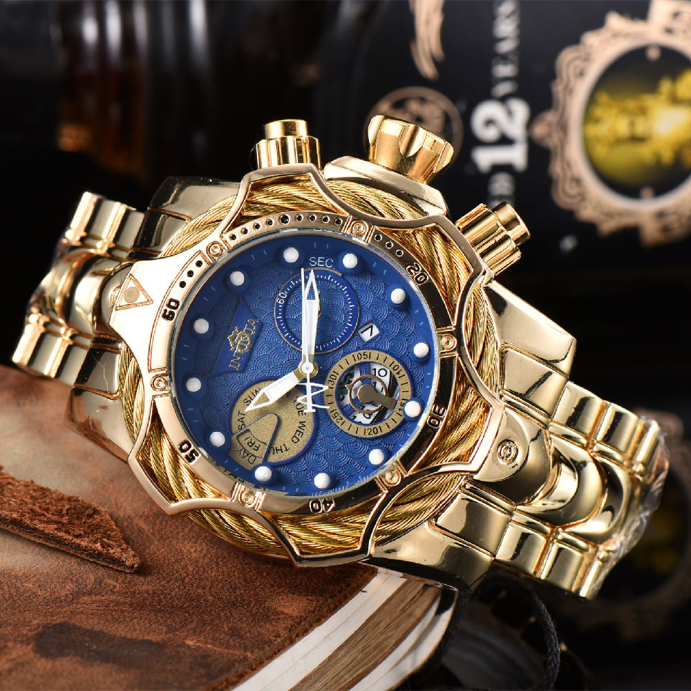 Men's Watch: Large-Dial Steel-Strap Sports Watch