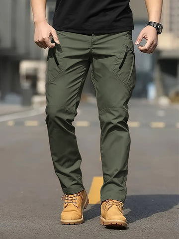 Men's Retro Streetwear Cargo Pants | Relaxed Fit Multi-Pocket Trousers | Comfortable All-Season Daily Menswear