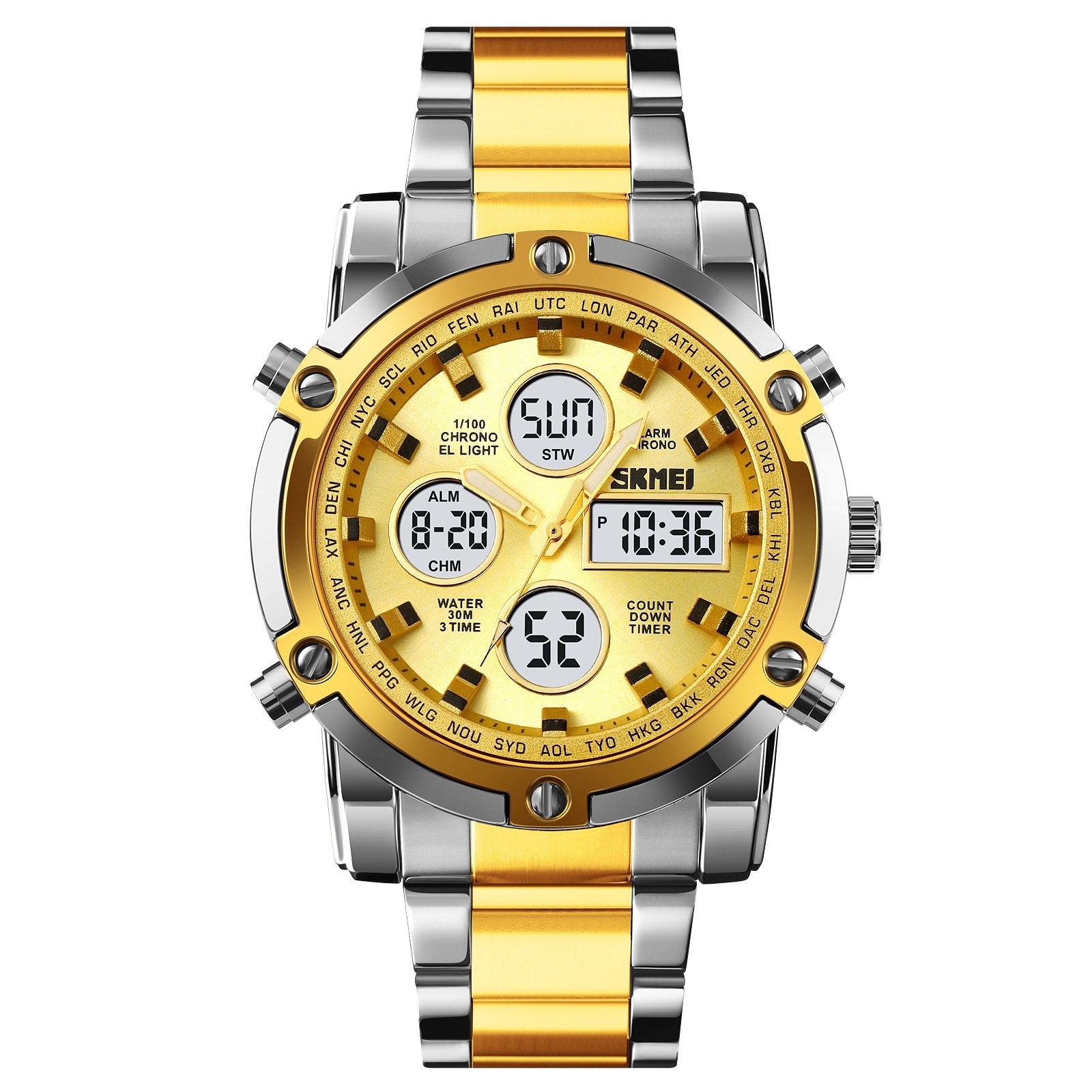Multifunctional Waterproof Electronic Dual-Movement Men's Wristwatch