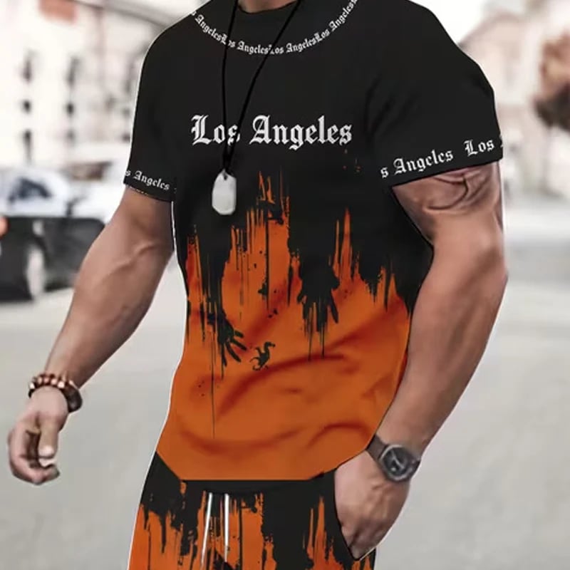 🔥 Men's Graphic Print T-Shirt & Shorts Set – Soft Fabric, Bold Design & Perfect for Summer Days ☀️