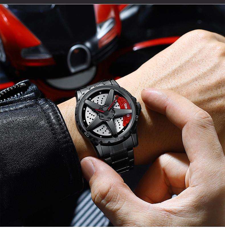 Men's Racing Steering Wheel Watch Water-resistant with luminous hands Adjustable strap