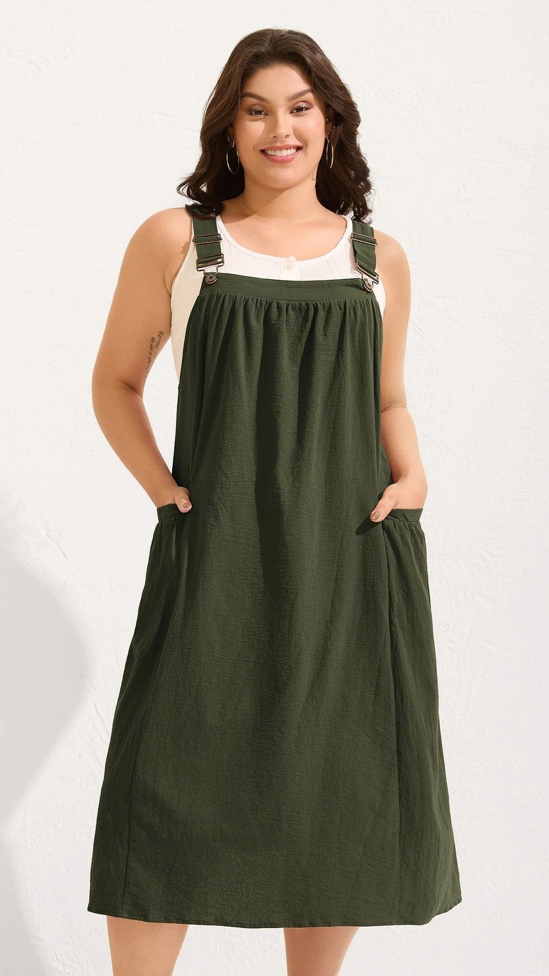 👗 THE POCKET PINAFORE DRESS: SQUARE NECK, ADJUSTABLE STRAPS, M-4XL — YOUR SUMMER LAYERING HERO 👗
