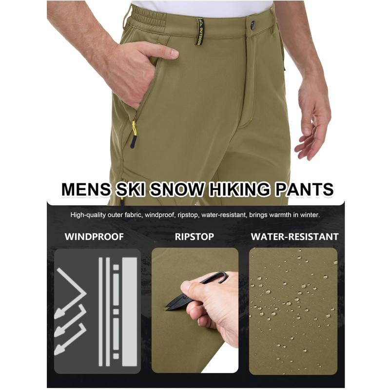 Men's Winter Pants with 5-Zip Pockets - Fleece Lined, Water Resistant for Skiing & Hiking