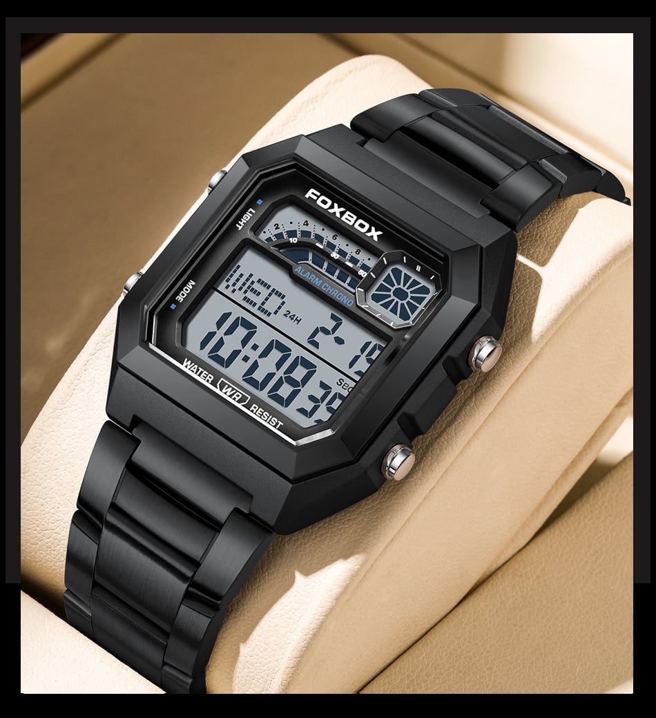 Square waterproof electronic watch for men and women