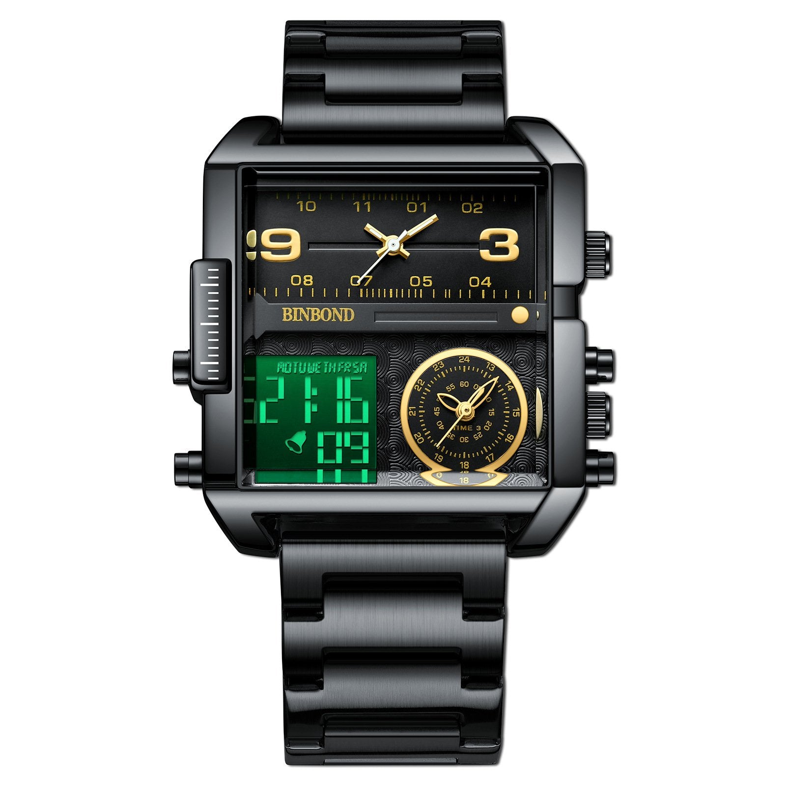 Men's Square Large-Dial Triple-Hand Quartz Watch