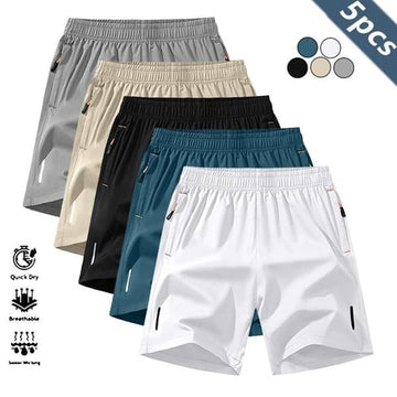 🎉BUY MORE SAVE MORE🎉Men's 5-Pack Quick-Dry Athletic Shorts - Lightweight Breathable Casual Shorts for Gym, Running & Travel
