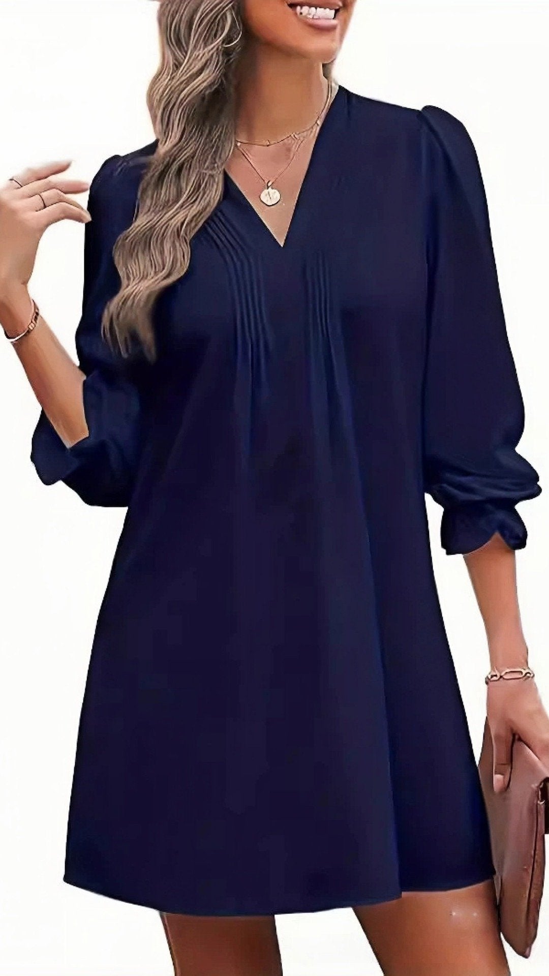 🌸 THE LANTERN RUFFLE DRESS: V-NECK, PLEATED SKIRT, BALLON SLEEVES — YOUR NEW SIGNATURE FOR EFFORTLESS ELEGANCE 🌸