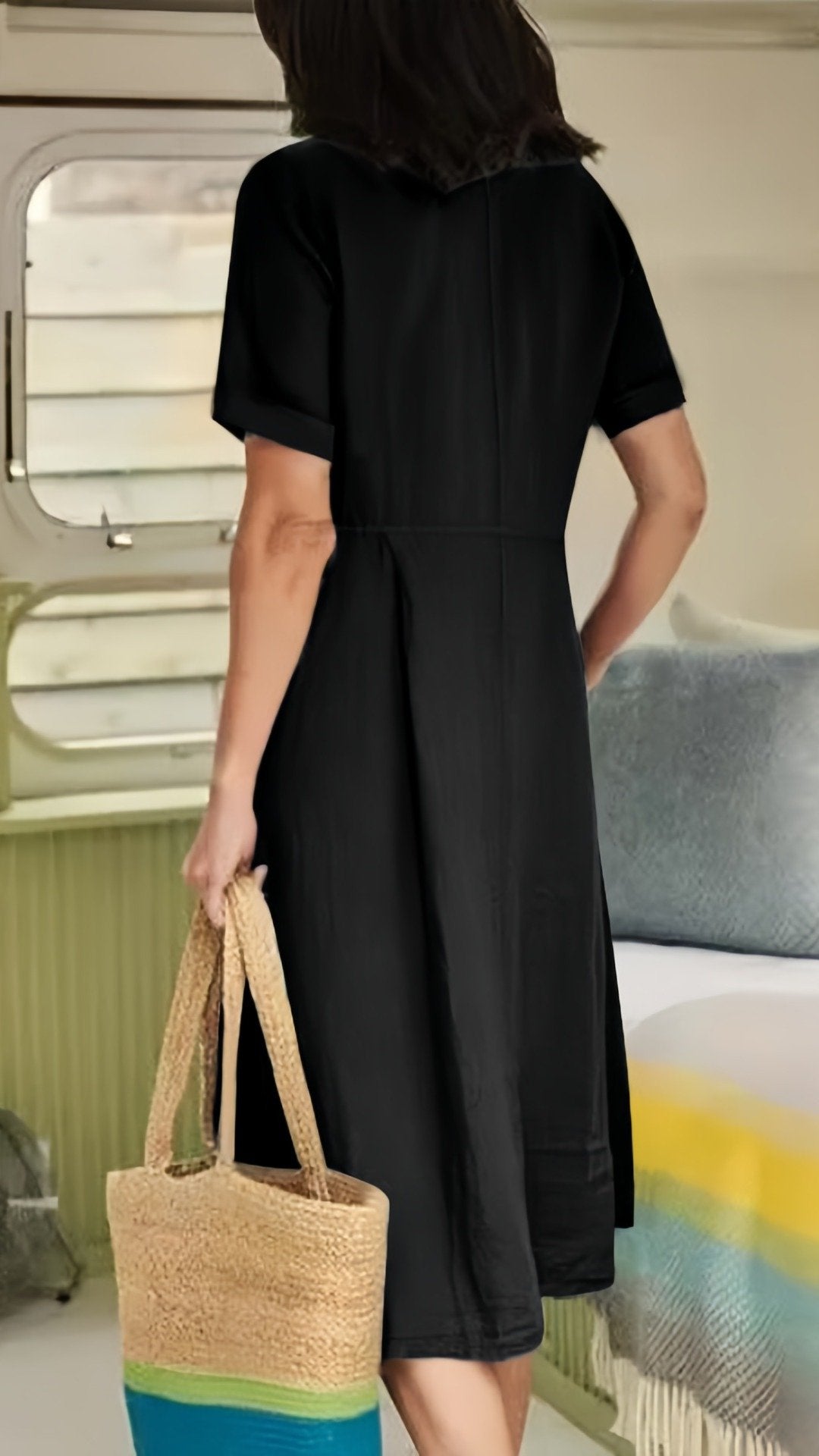 🌿 THE LINEN BUTTON MIDI: V-NECK, POCKETS, RELAXED FIT— NOW IN PLUS SIZE S-5XL! ✨