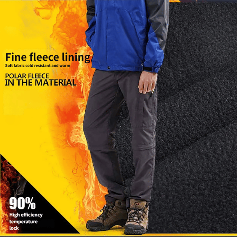 Men's Winter Pants with 5-Zip Pockets - Fleece Lined, Water Resistant for Skiing & Hiking