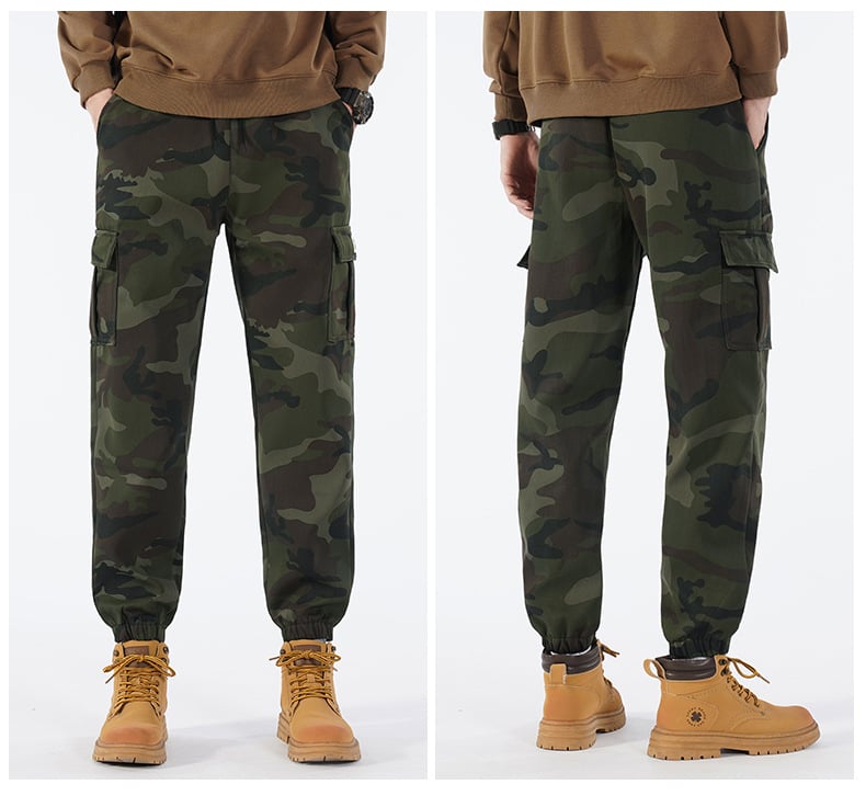 Men's Camo Cargo Pants - Multi-Pocket Tactical Military Trousers - Regular Fit Casual Work Pants - All Seasons Camouflage Bottoms