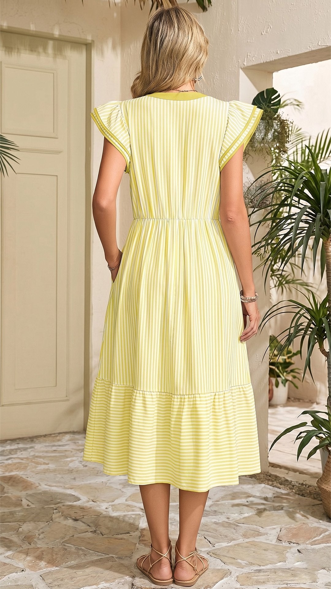 🌊 THE STRIPE MAXI: V-NECK, RUFFLE SLEEVES, POCKETS — YOUR SUMMER DREAM DRESS 🌊