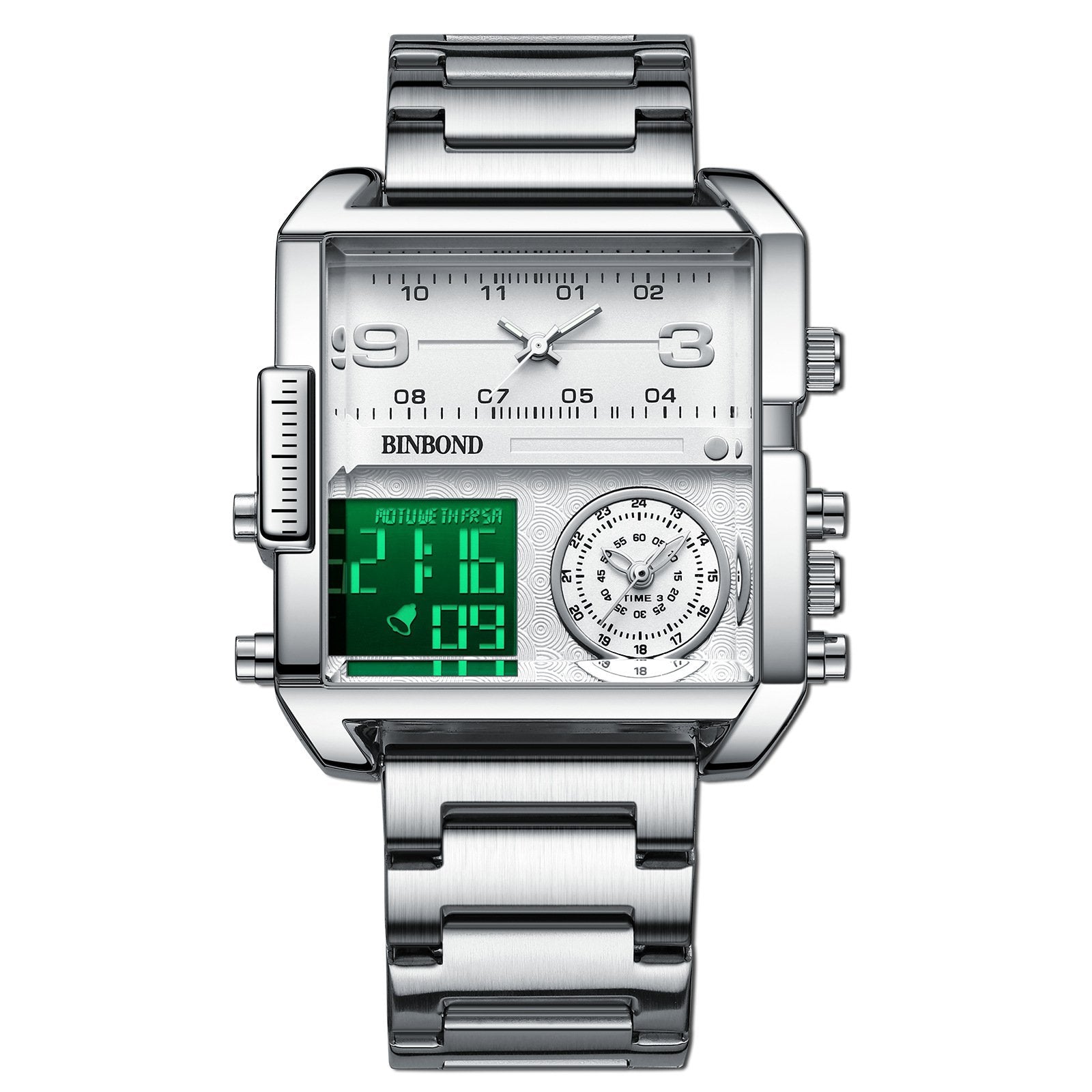 Men's Square Large-Dial Triple-Hand Quartz Watch