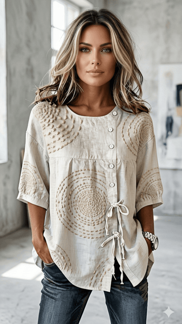 🌸 THE BOHO TIE-SIDE TOP: RELAXED FIT, ADJUSTABLE WAIST, VINTAGE SOUL — YOUR NEW WARDROBE CHAMELEON 🌸