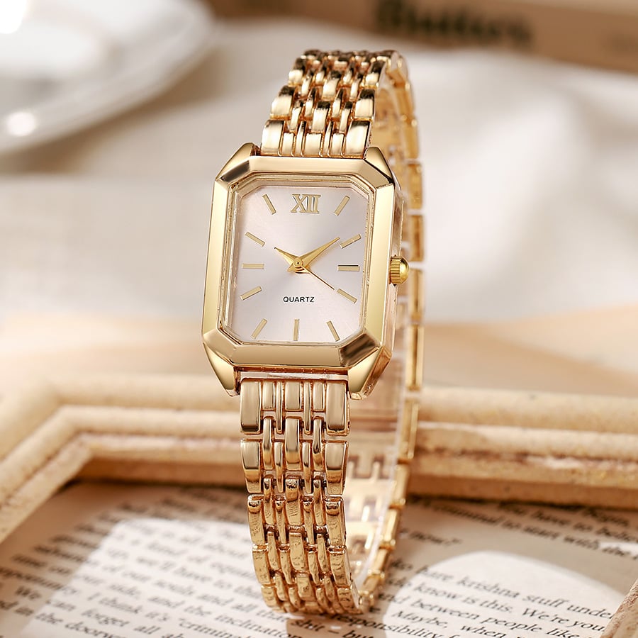 Luxury Steel-Strap Women's Square Quartz Watch
