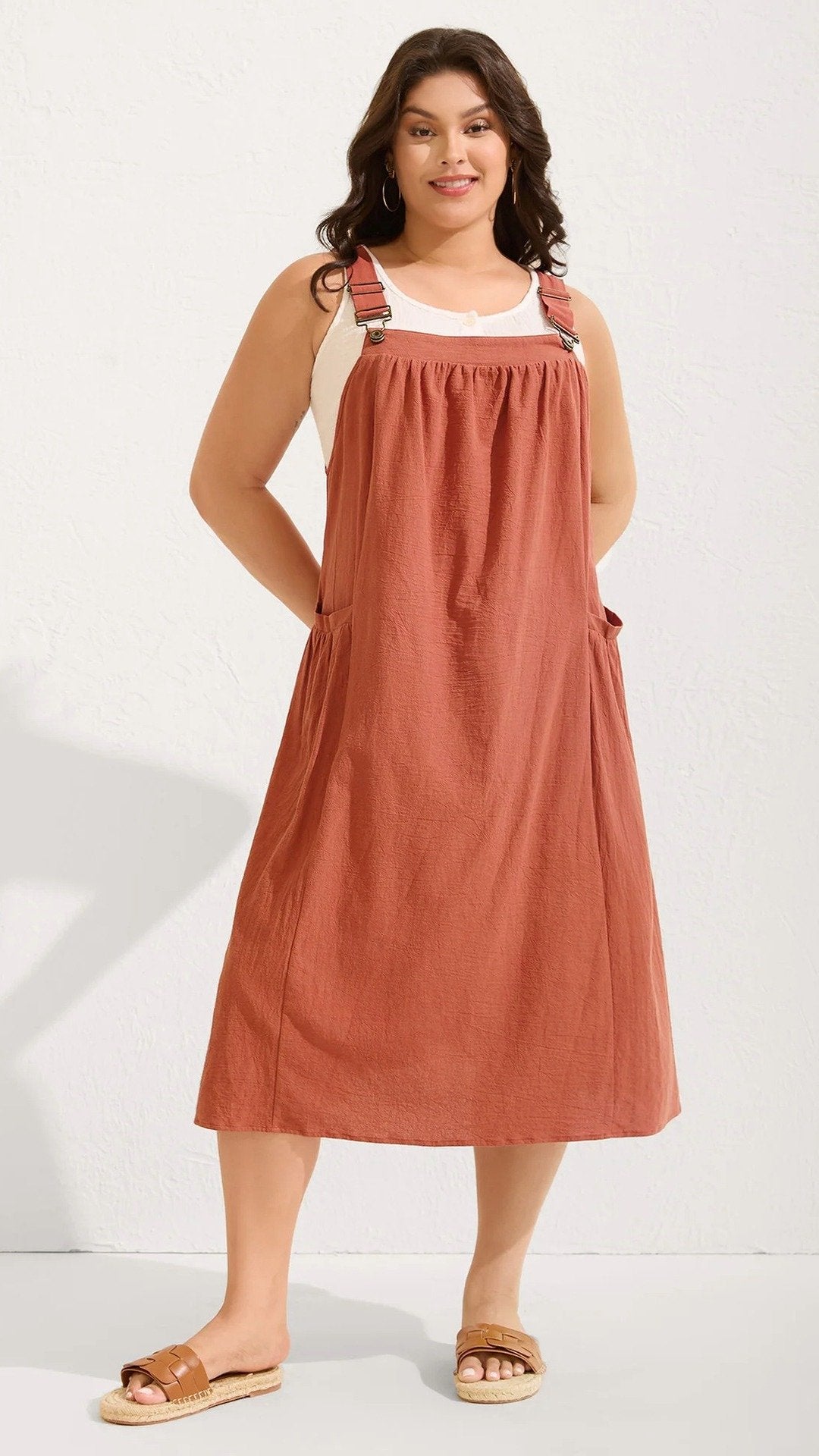 👗 THE POCKET PINAFORE DRESS: SQUARE NECK, ADJUSTABLE STRAPS, M-4XL — YOUR SUMMER LAYERING HERO 👗