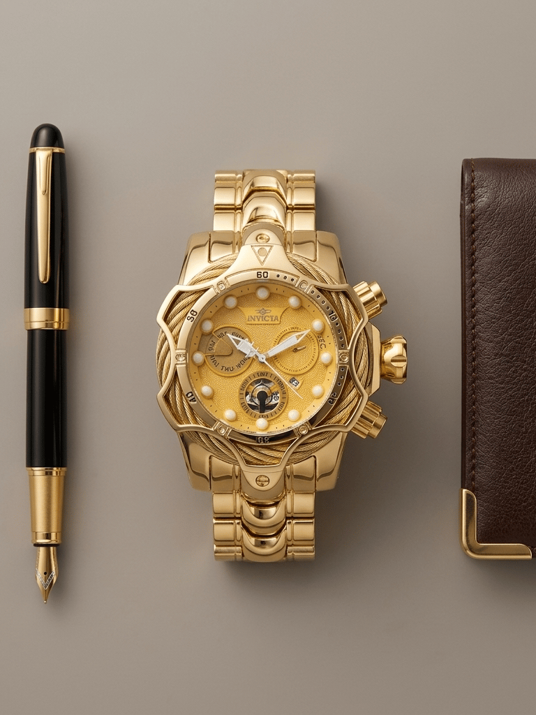 Men's Watch: Large-Dial Steel-Strap Sports Watch