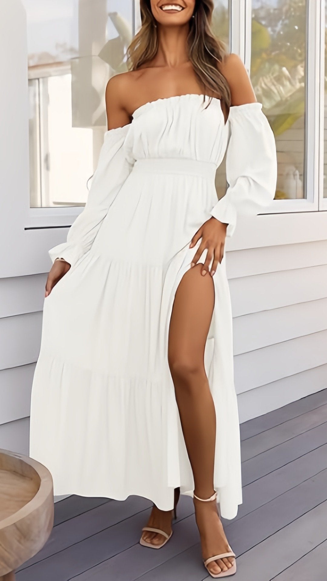 🌸 THE OFF-SHOULDER BOHO MAXI: PUFF SLEEVES, SIDE SPLIT, TIERED DREAMS — YOUR MOST ROMANTIC DRESS YET 🌸