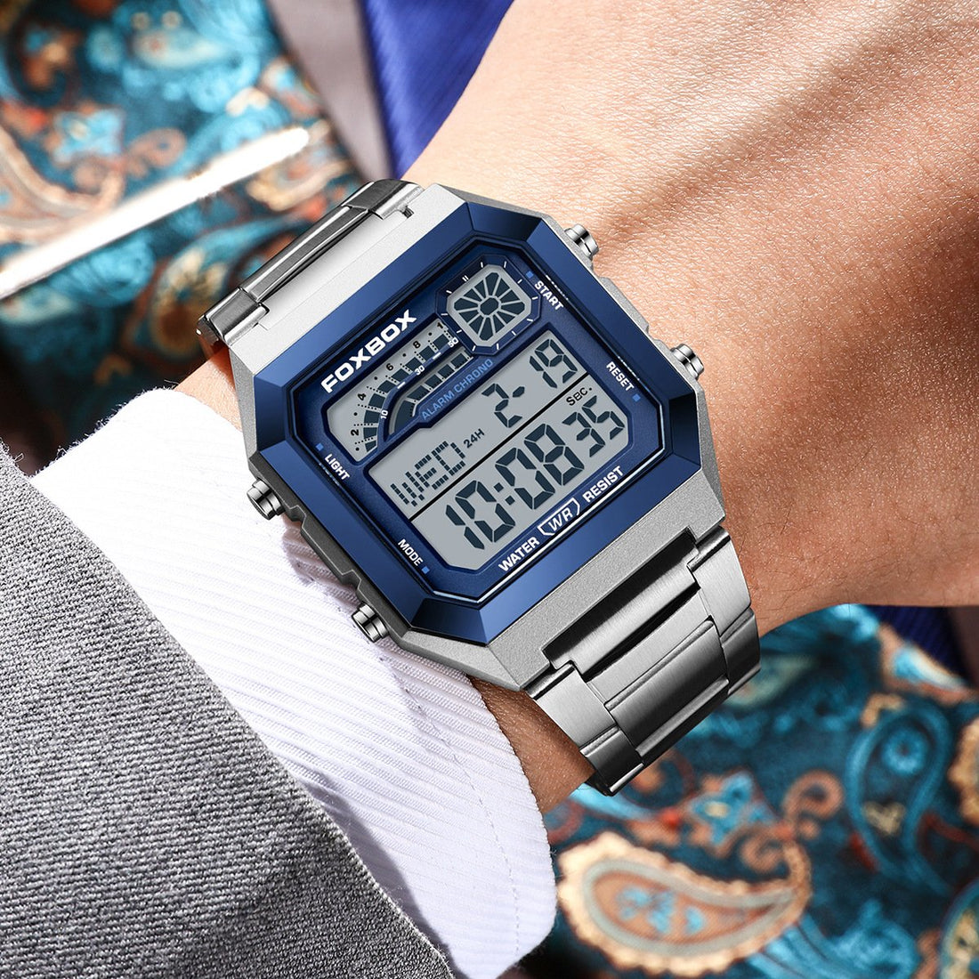 Square waterproof electronic watch for men and women