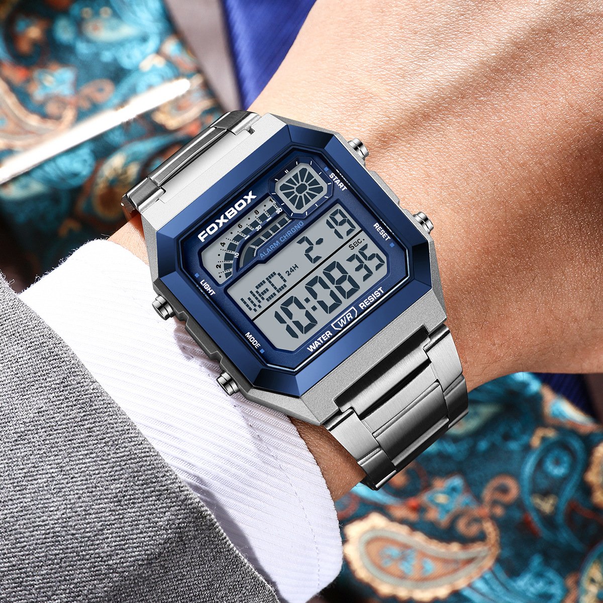 Square waterproof electronic watch for men and women