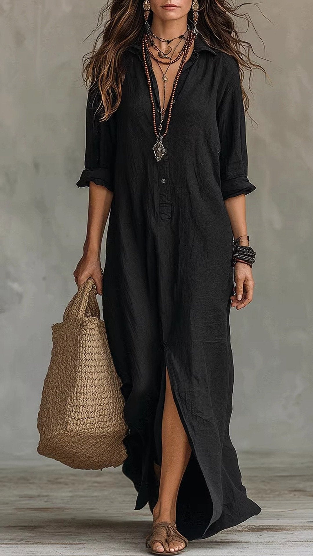 🌿 THE BOHO SHIRT DRESS: FRONT BUTTON, CENTER SPLIT, RELAXED FIT – YOUR 2026 SUMMER ESSENTIAL 🌿