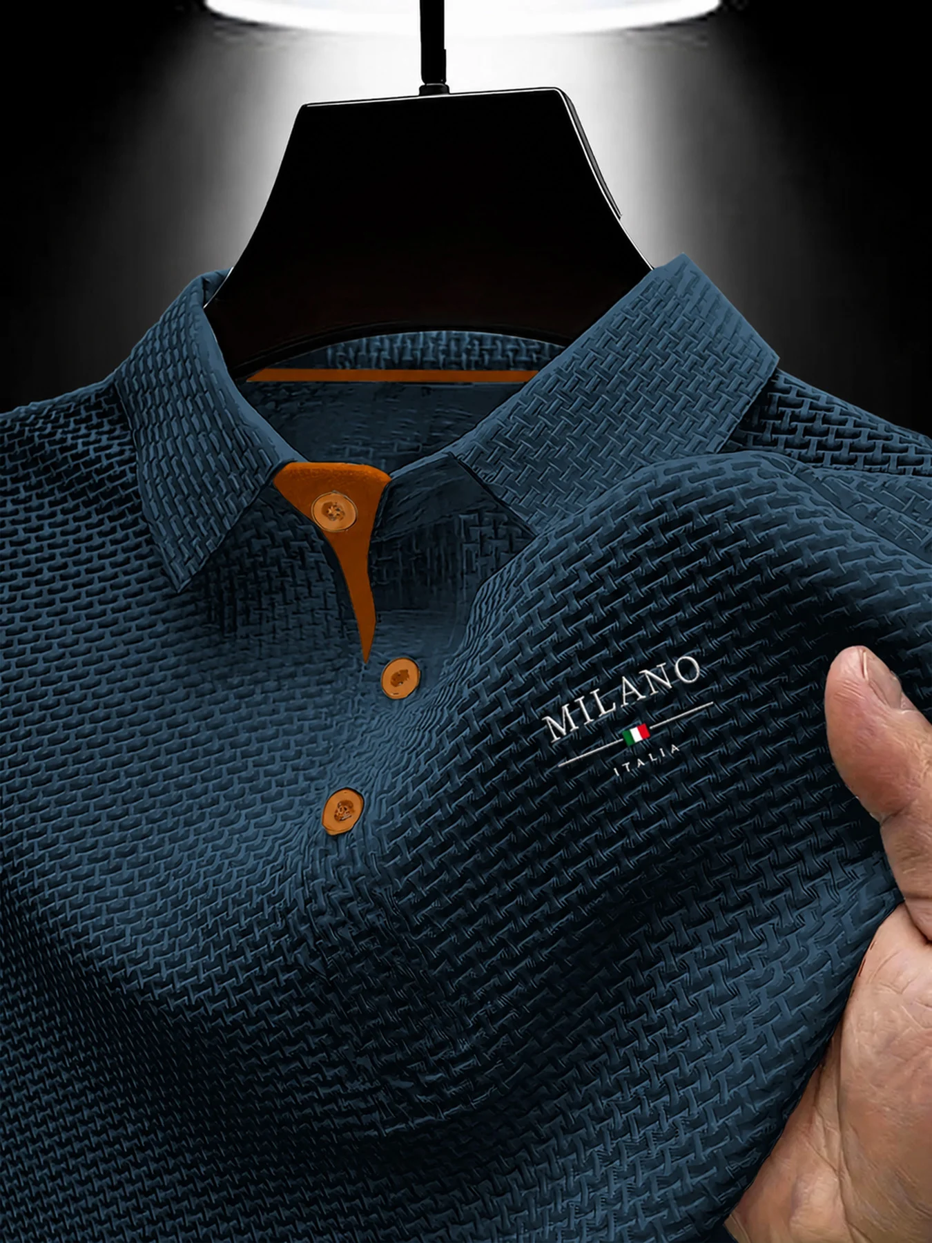 Men's Geometric Textured Polo Shirt – Quick-Dry, Breathable, Slim Fit, Letter Pattern for Summer Sports & Casual---Buy 2 Get 20% Off & Free Shipping!