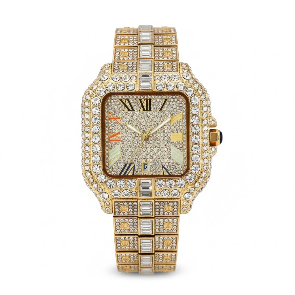 Men's Square Fashion Full Diamond Watch