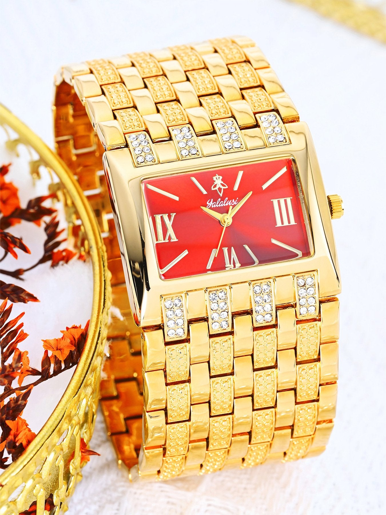 Luxury Diamond-Set Women's Watch with a Square Dial