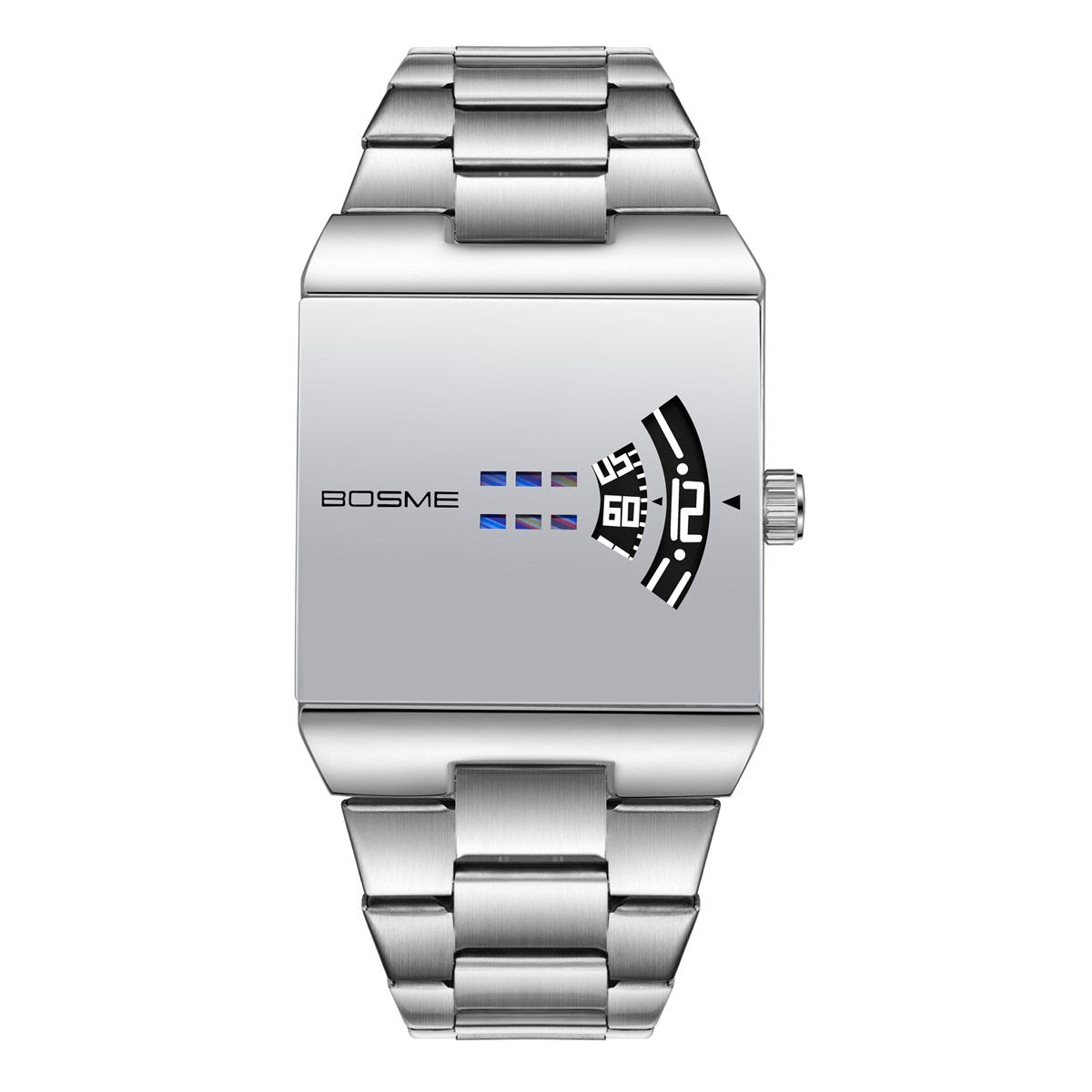 Square-Shaped Men's Quartz Watch with Futuristic Design