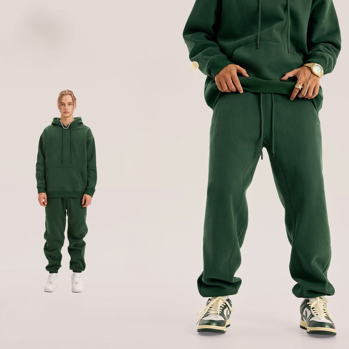 🔥 Unisex 600GSM Fleece Sweatpants 🧵 – Straight-Leg & Cuffed Retro Baggy Joggers 👖 | Warm Streetwear for Spring, Autumn & Winter ❄️