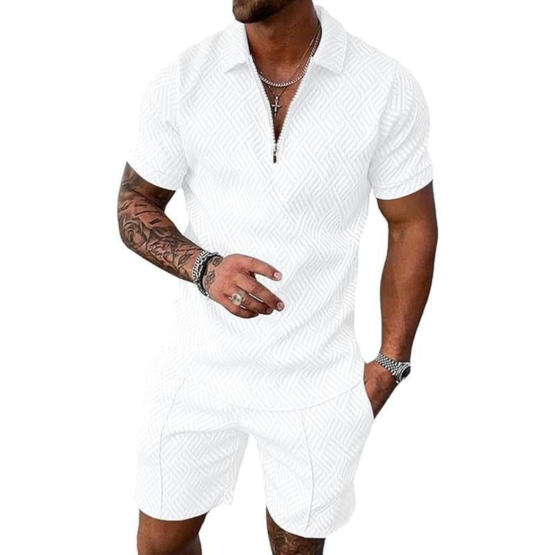 Mens 2 Piece Polo Shirt and Shorts Set | Summer Fashion Tracksuit & Casual Short Sleeve Outfit