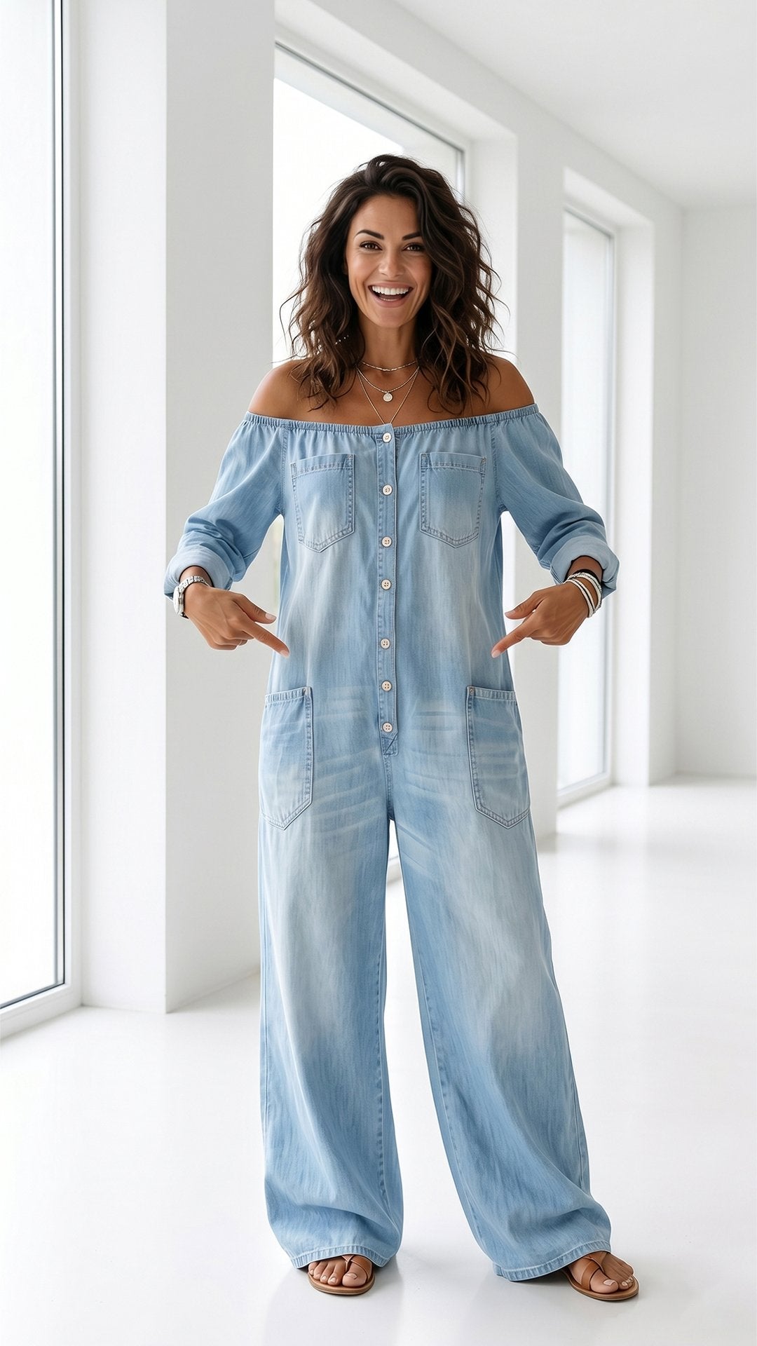 🤠 THE OFF-SHOULDER DENIM JUMPSUIT: VINTAGE WASH, RELAXED FIT, POCKETS FOR DAYS — YOUR NEW ONE-AND-DONE OUTFIT 🤠