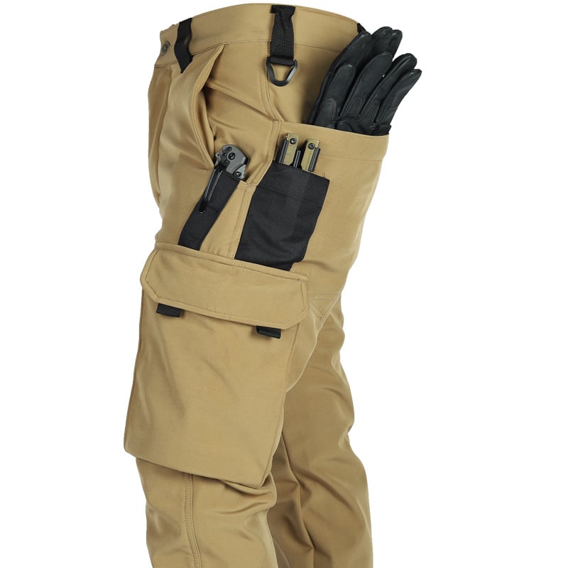 Men's Tactical Sport Pants - Windproof Fleece Lined Multi-Pocket Soft Shell Pants for Outdoor Activities