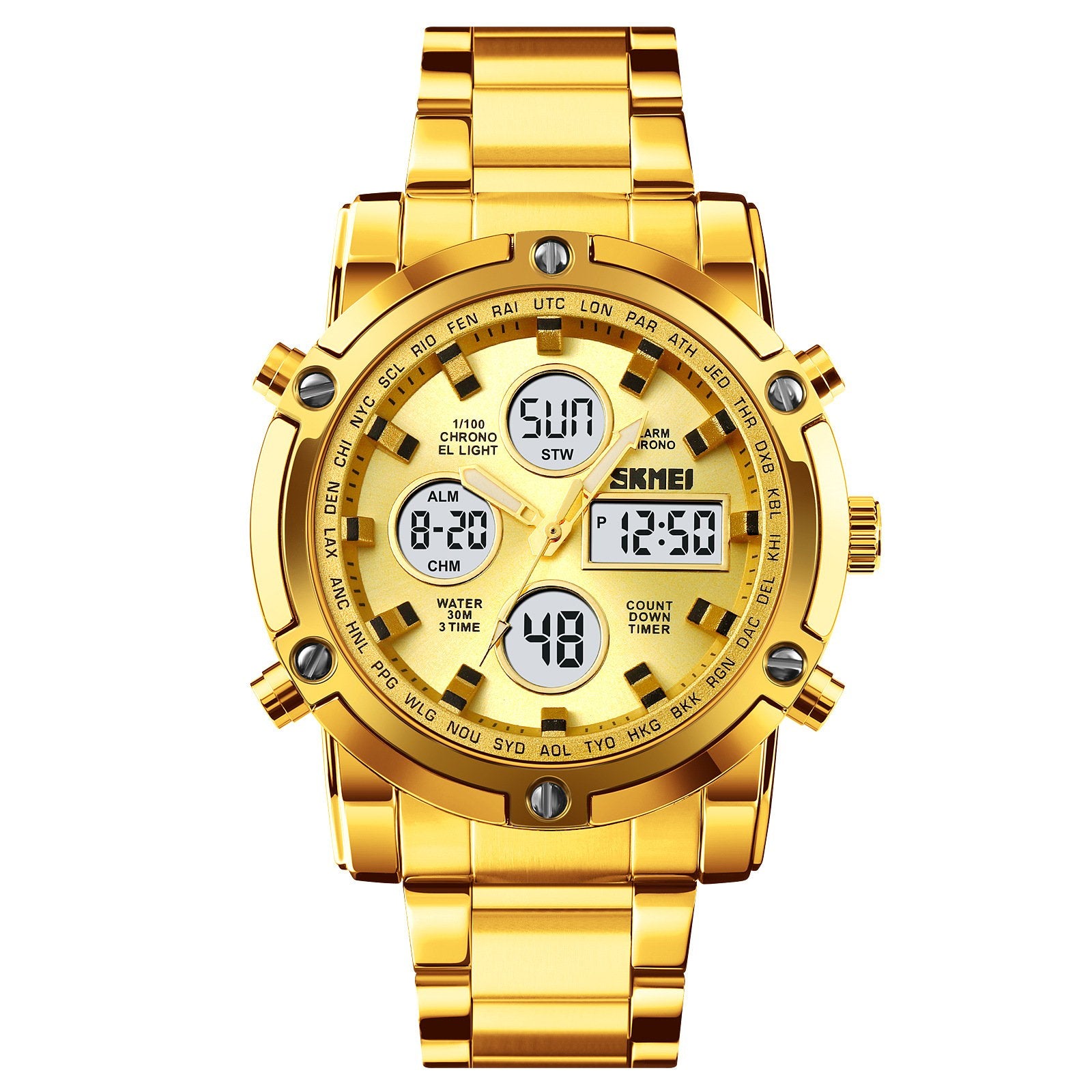 Multifunctional Waterproof Electronic Dual-Movement Men's Wristwatch