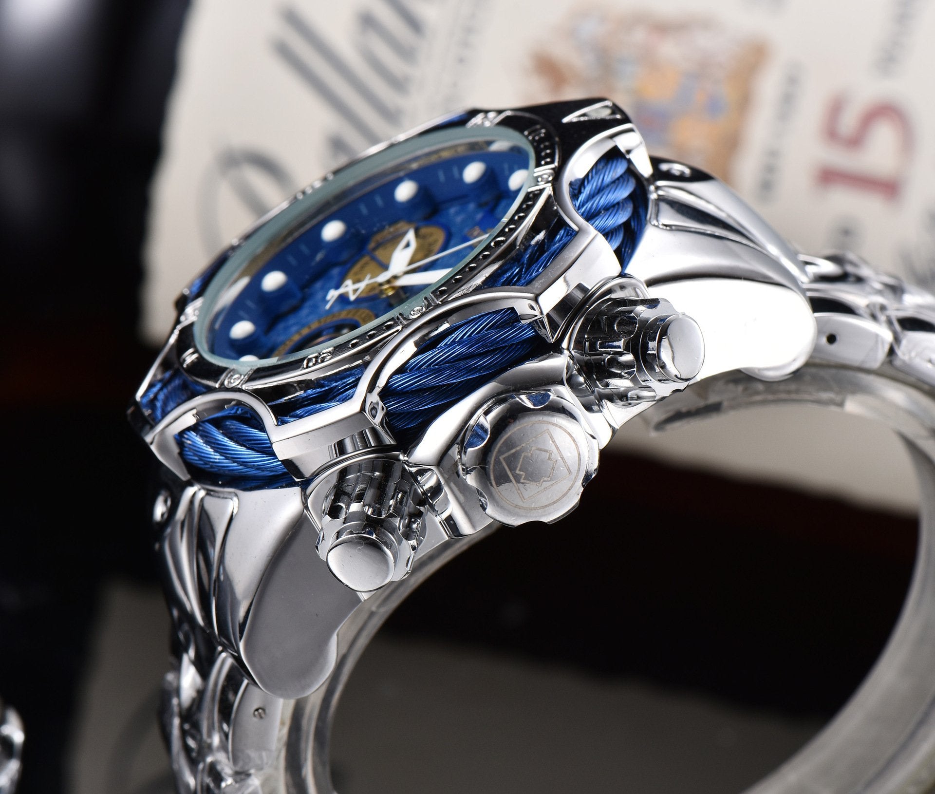 Men's Watch: Large-Dial Steel-Strap Sports Watch