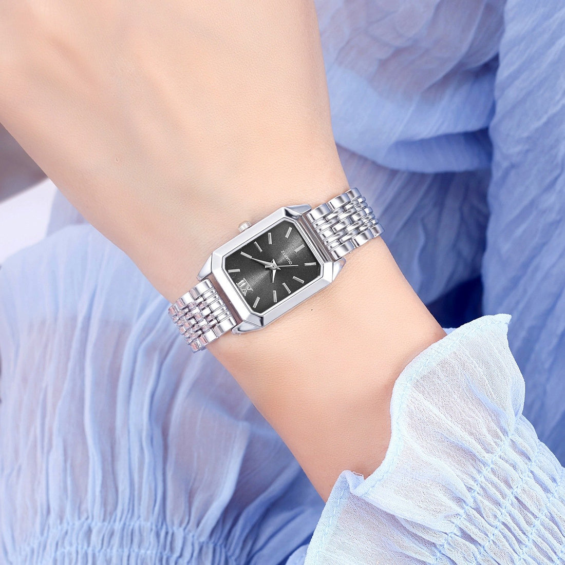 Luxury Steel-Strap Women's Square Quartz Watch