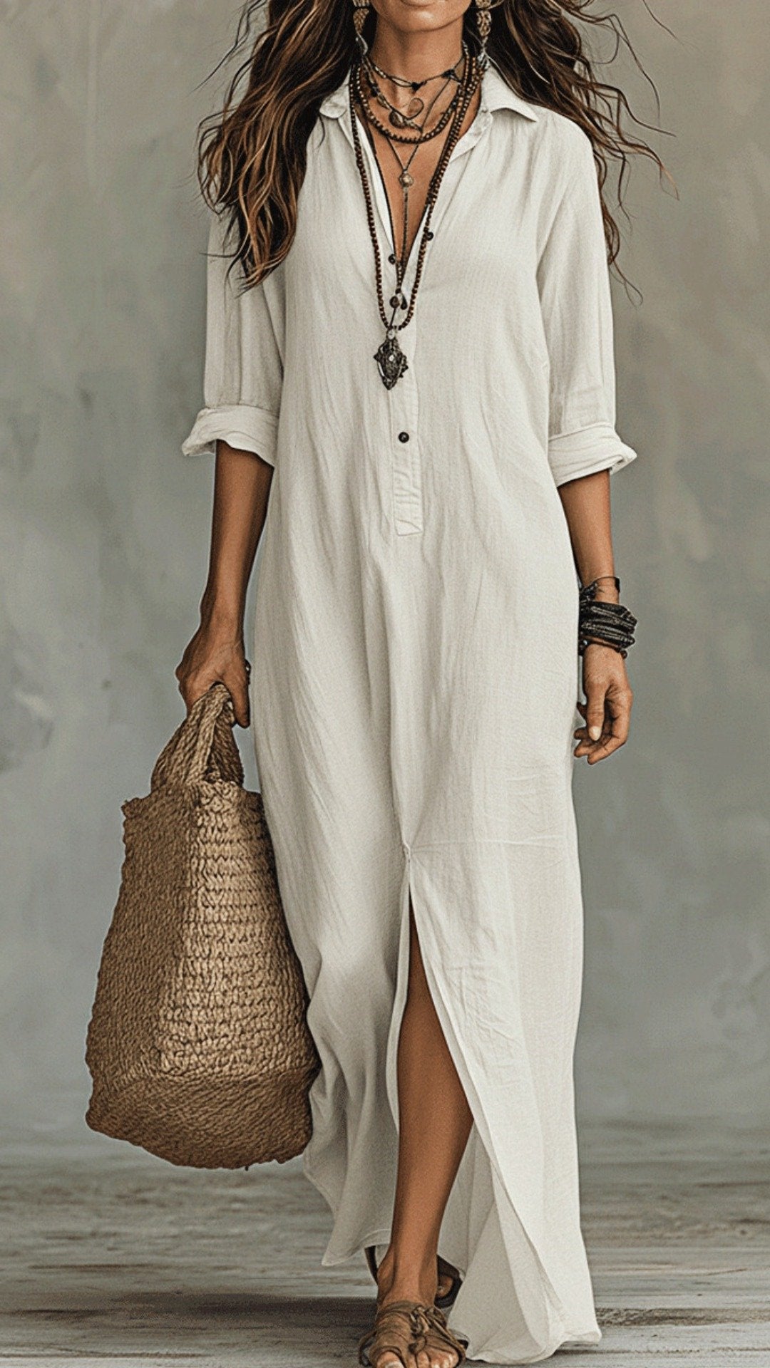 🌿 THE BOHO SHIRT DRESS: FRONT BUTTON, CENTER SPLIT, RELAXED FIT – YOUR 2026 SUMMER ESSENTIAL 🌿