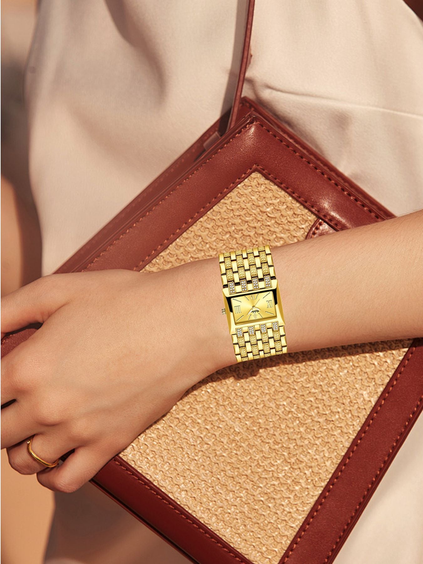 Luxury Diamond-Set Women's Watch with a Square Dial