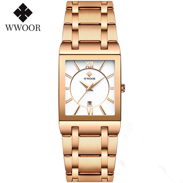Square Men's Steel-Band Quartz Watch Water-Resistant Timepiece