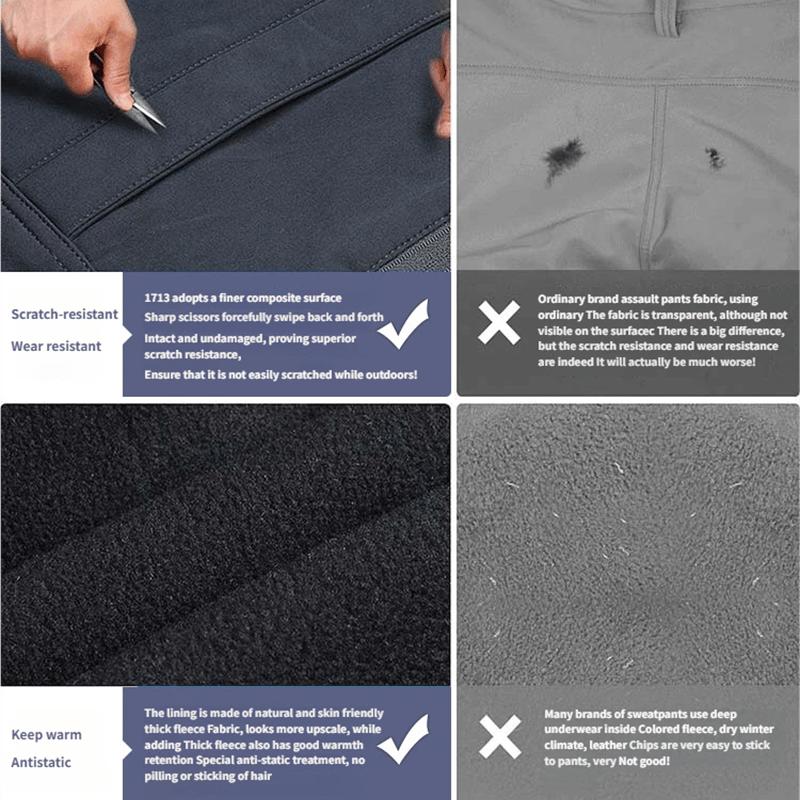 Men's Winter Pants with 5-Zip Pockets - Fleece Lined, Water Resistant for Skiing & Hiking