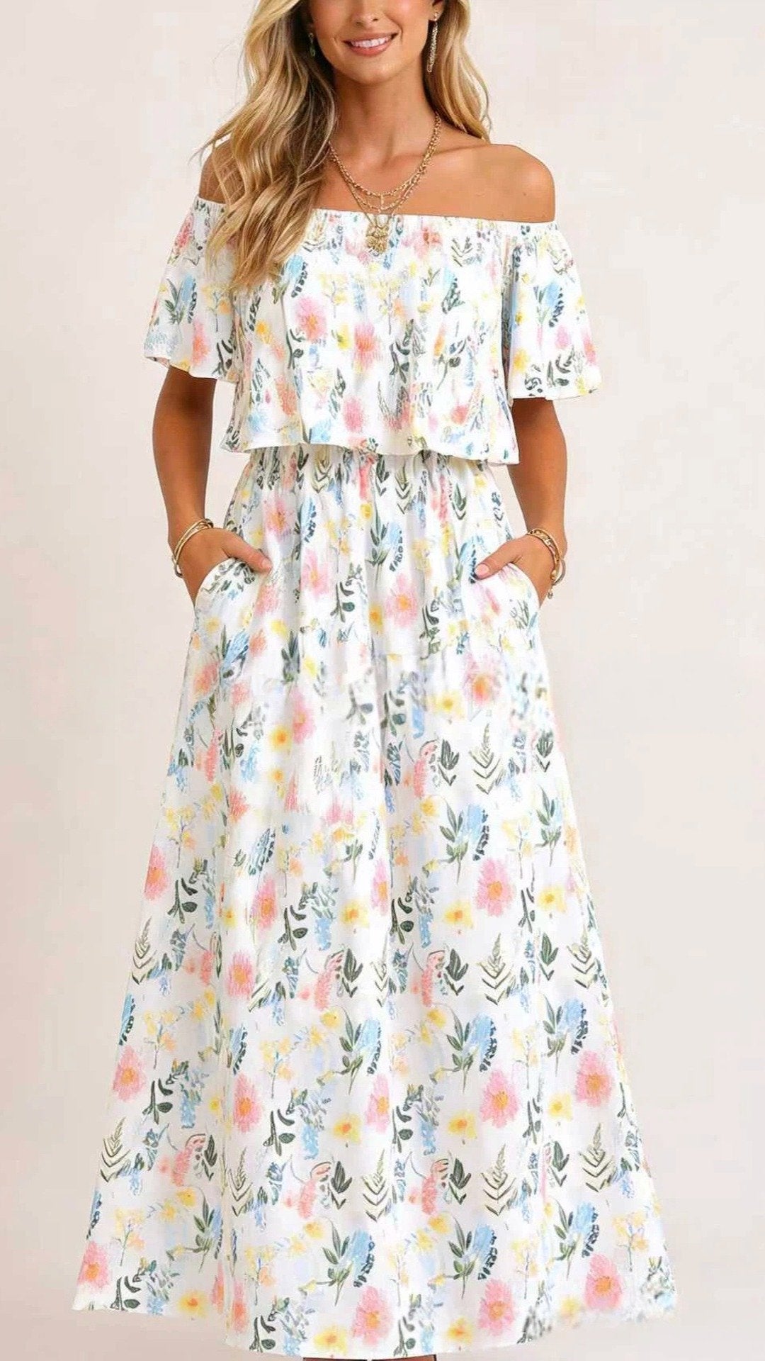 🌸 THE 3-IN-1 TRANSFORM DRESS: OFF-SHOULDER, ONE-SHOULDER, OR CLASSIC CREW — YOUR MOST VERSATILE SUMMER DRESS 🌸