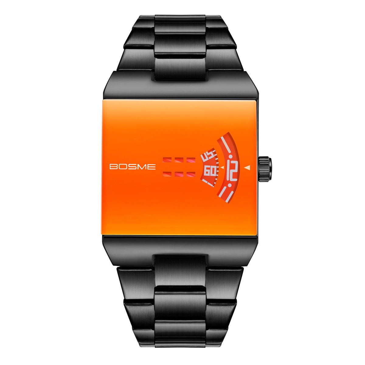 Square-Shaped Men's Quartz Watch with Futuristic Design