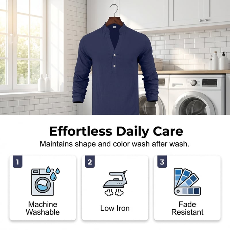 Spring & Autumn Casual Henley T-Shirt for Men