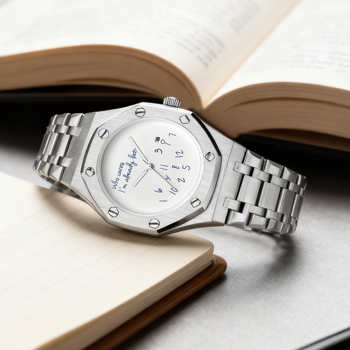Men's Design: Premium Waterproof Steel-Band Quartz Watch with Minimalist Style