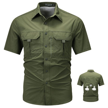The Aero-Transit Shirt: Hidden Mesh-Vented Solid Shirt | Breathable Utility Gear for Men