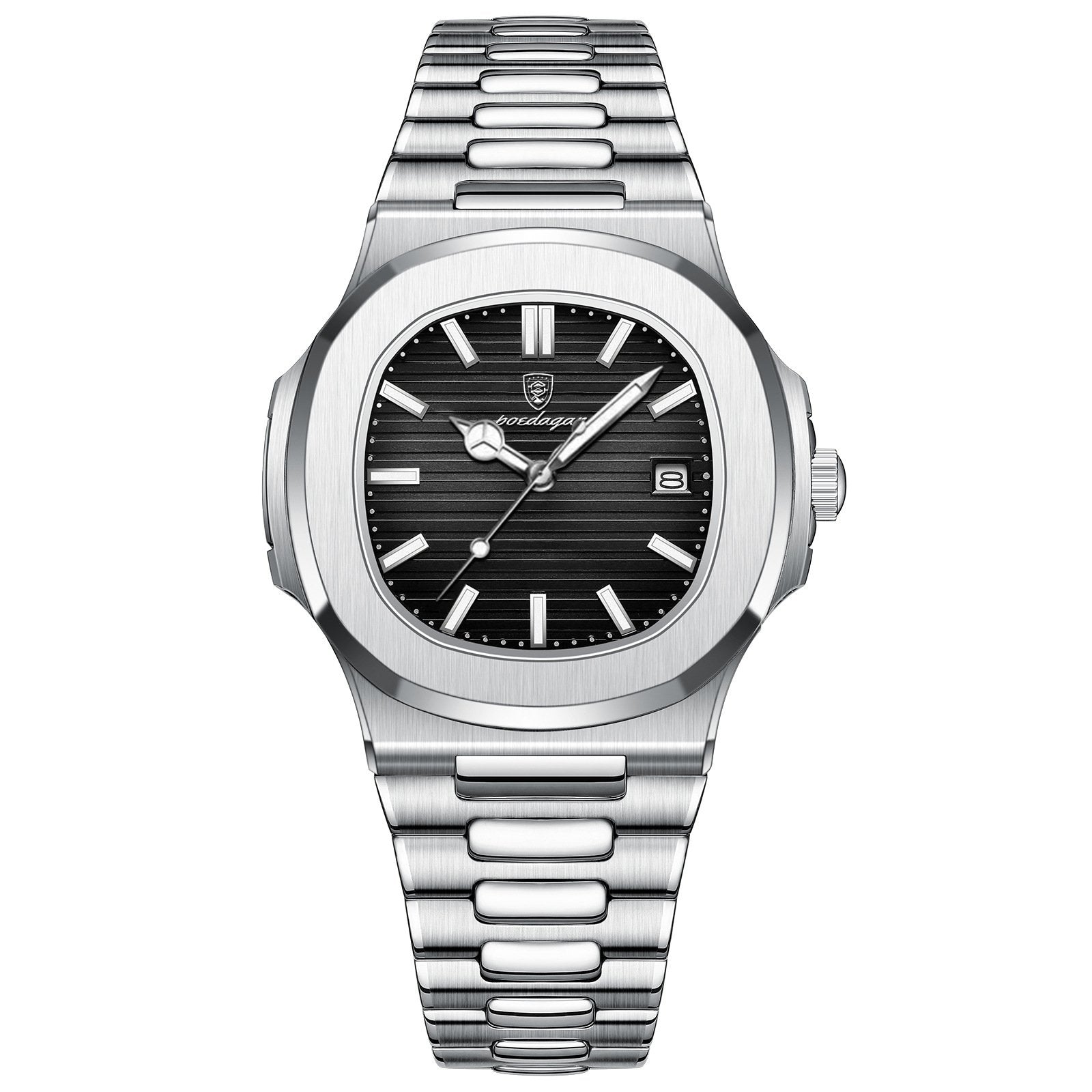 Men's Business Fashion Round Dial Analog Quartz Watch with Luminescent Features and Water Resistance