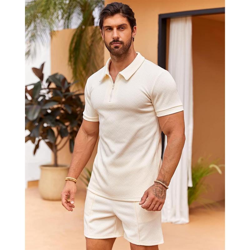 Mens 2 Piece Polo Shirt and Shorts Set | Summer Fashion Tracksuit & Casual Short Sleeve Outfit
