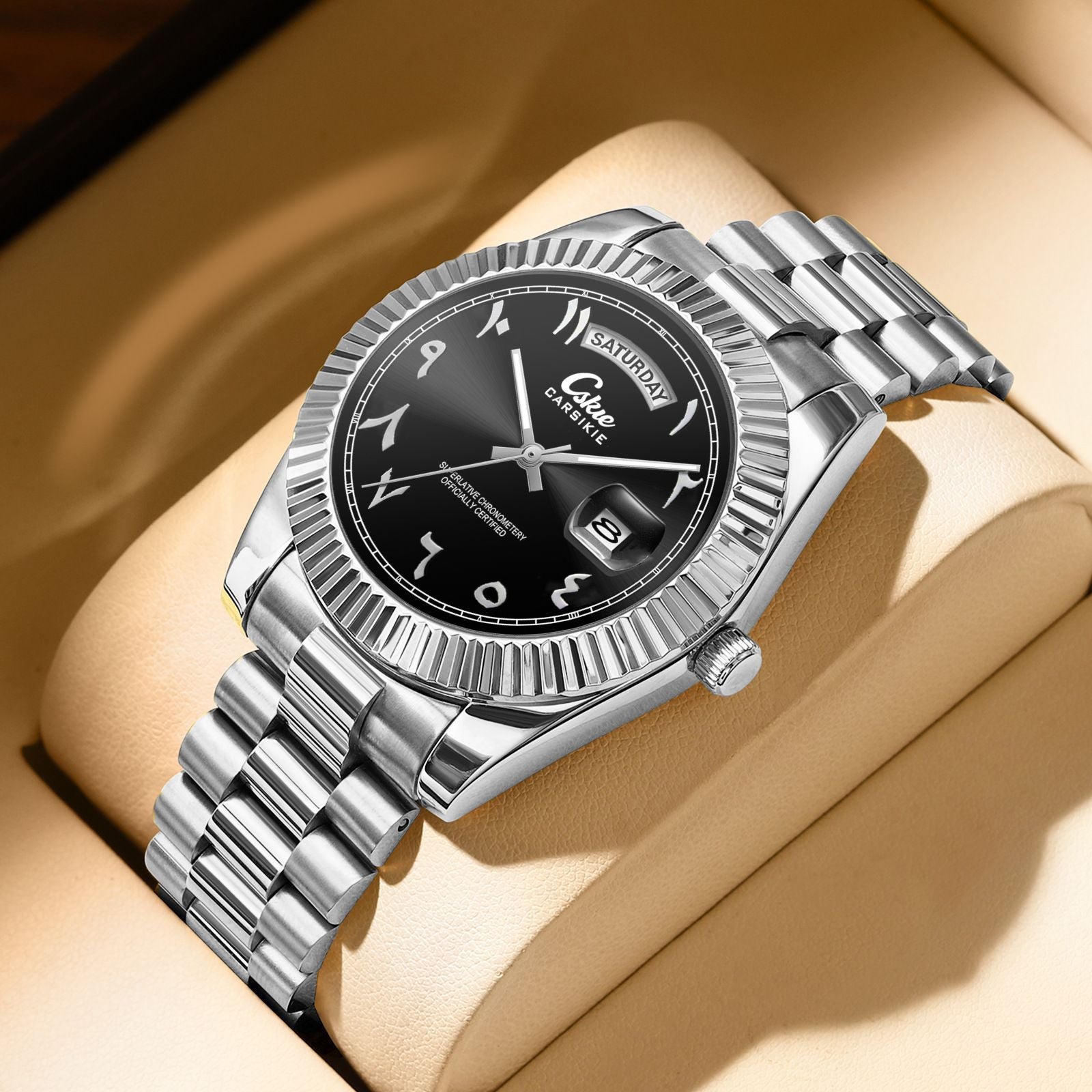 Men's business watch with Arabic numeral markers
