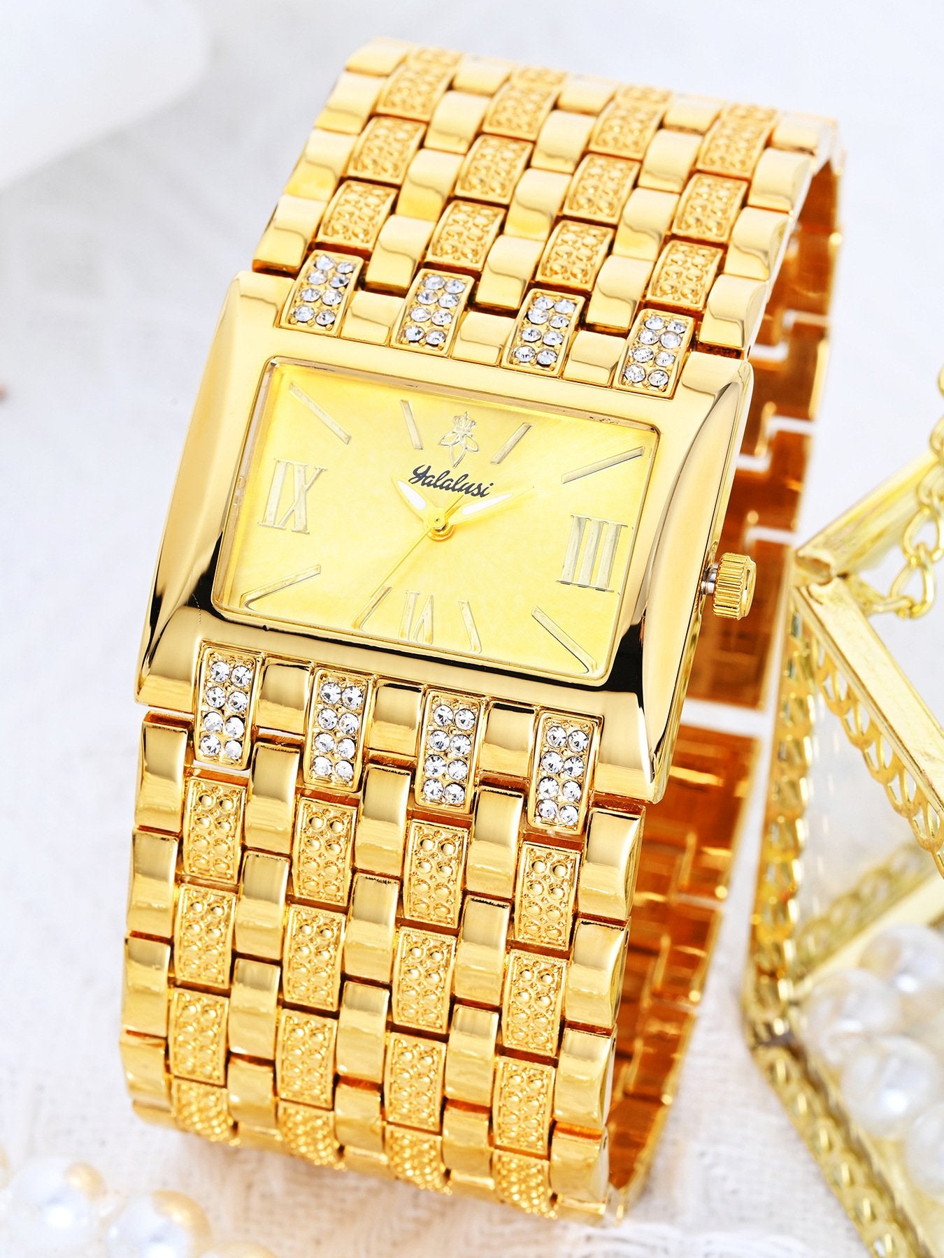 Luxury Diamond-Set Women's Watch with a Square Dial
