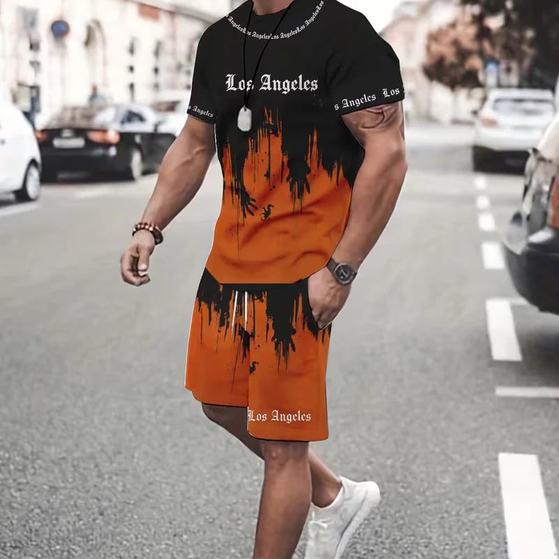 🔥 Men's Graphic Print T-Shirt & Shorts Set – Soft Fabric, Bold Design & Perfect for Summer Days ☀️